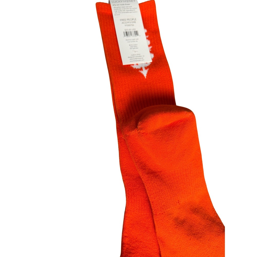 Free People‎ Movement Last Lap Crew Socks Orange Ribbed Athletic socks NWT